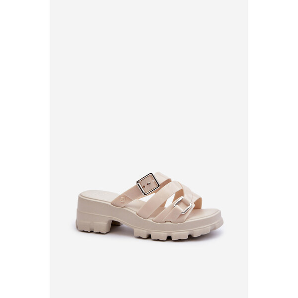 Pachnące Klapki Damskie Na Niskim Obcasie ZAXY NN285042 Jasnobeżowe 66660398