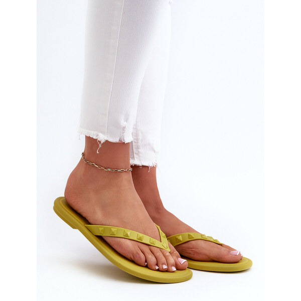 Płaskie Elastyczne Klapki Japonki Damskie ZAXY JJ285253 Limonkowe 66660410