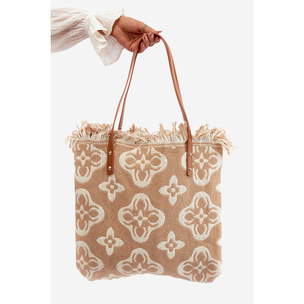 Boto Wzorzysta Duża Pleciona Torba Na Plażę Brązowa Sadhara 66660433