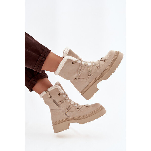 Kesi Dámske snehové topánky s kožúškom Irmara - béžové 66656949