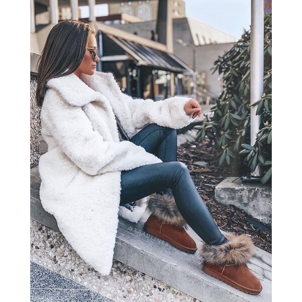 Boto Damskie Skórzane Śniegowce Z Futerkiem Camel Alexa 66657908