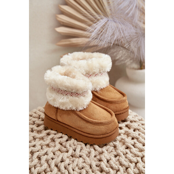 Boto Śniegowce Botki Dziecięce Z Futerkiem I Wzorem Camel Melefia 66661389