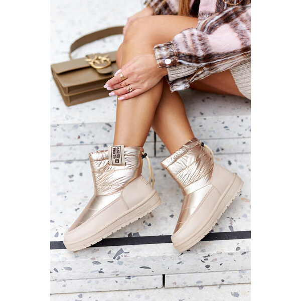 Big Star Shoes Damskie Śniegowce Big Star II274121 Beżowe 66658024