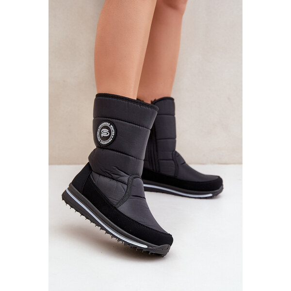 Boto Damskie Śniegowce Na Zamek Progress PROGJ-21-09 Czarne 66658594