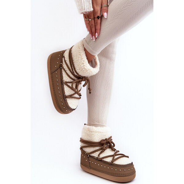 Boto Damskie Ocieplane Śniegowce Brązowe Rohes 66659341