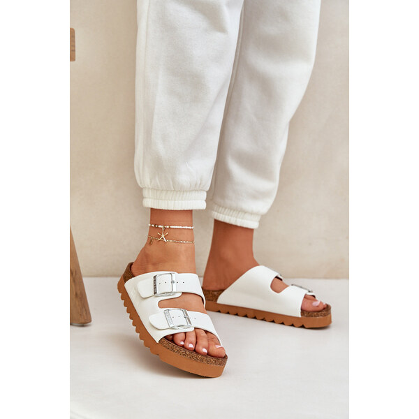 Big Star Shoes Klasyczne Damskie Klapki Big Star LL274480 Białe 66661640