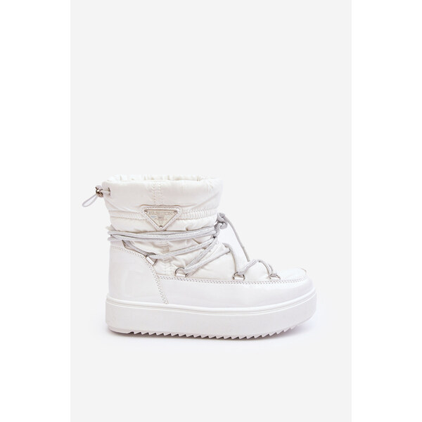 Boto Damskie Śniegowce Na Platformie Z Wiązaniem Białe Fleure 66659465