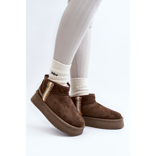 Boto Śniegowce Na Platformie Ze Wzorem Ciemnozielone Udra 66659573