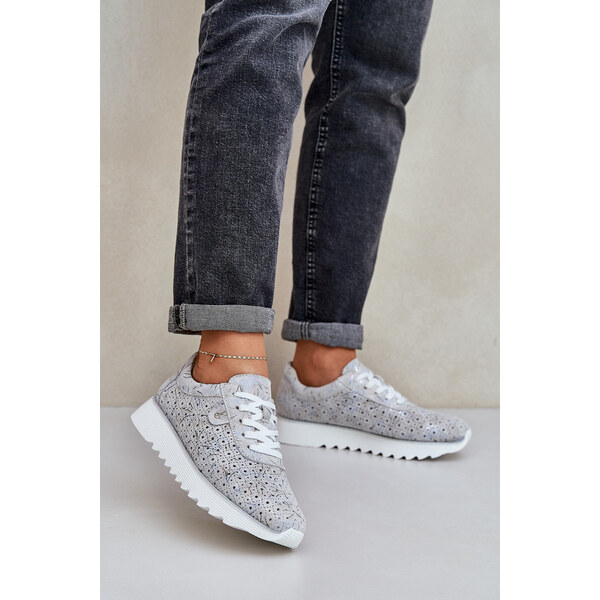 S.Barski Zamszowe Wzorzyste Buty Sportowe Na Platformie Z Brokatem D&A 66661895