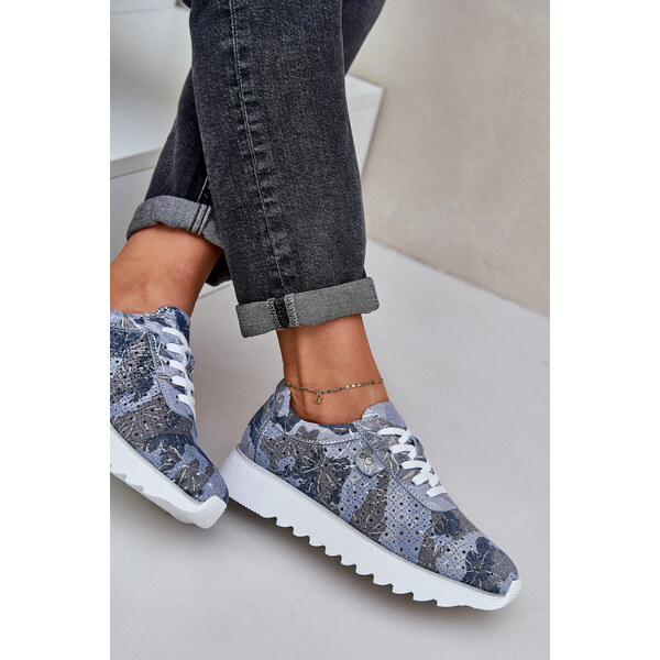 S.Barski Zamszowe Wzorzyste Buty Sportowe Na Platformie Z Brokatem D&A 66661894
