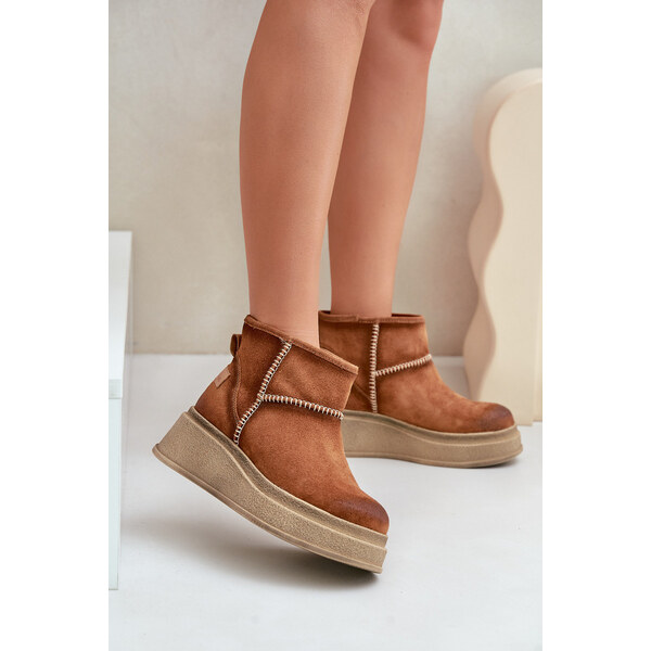 Skórzane Zamszowe Śniegowce Botki Na Platformie I Koturnie Maciejka 66661350