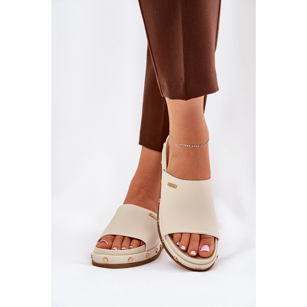 Big Star Shoes Klapki Damskie Na Platformie Z Ćwiekami Big Star 66662244