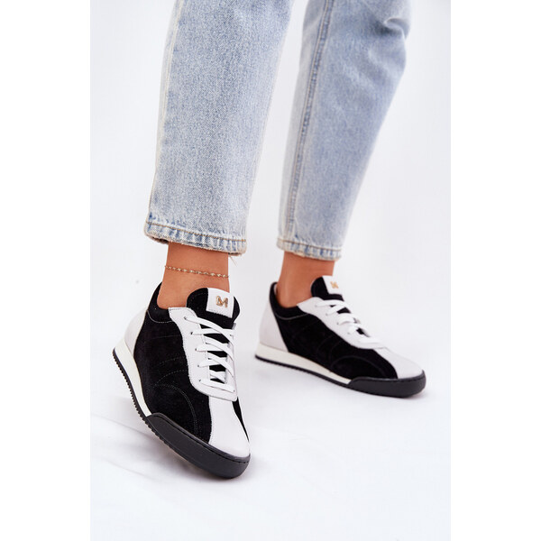 Skórzane Buty Sportowe Damskie Laura Messi 2935 Czarne 66662210