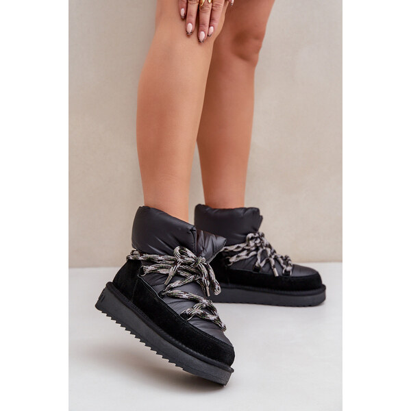 Zamszowe Śniegowce Damskie Z Grubym Sznurowaniem D.Franklin DFSH375003 66661462