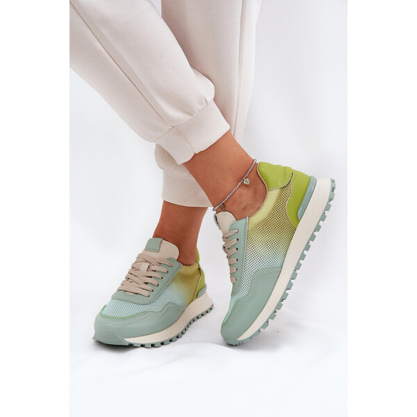 Skórzane Buty Sportowe Z Siateczką Damskie Vinceza 66775 Zielone 66662303