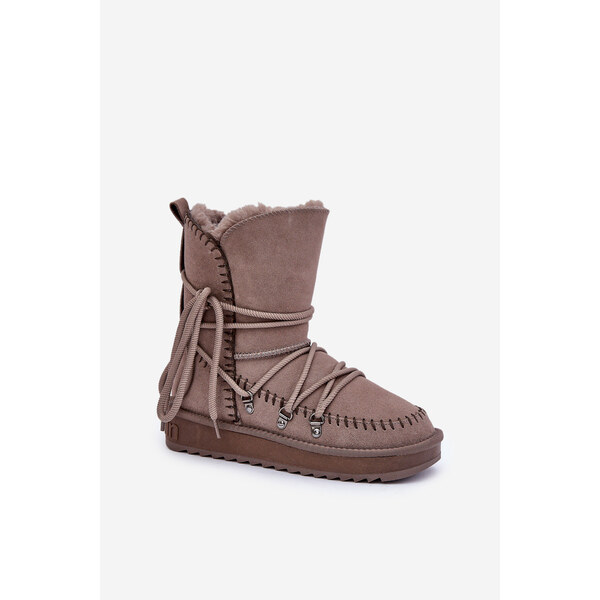 Śniegowce Damskie Z Naturalnego Zamszu D.Franklin DFSH375004 Taupe 66661464