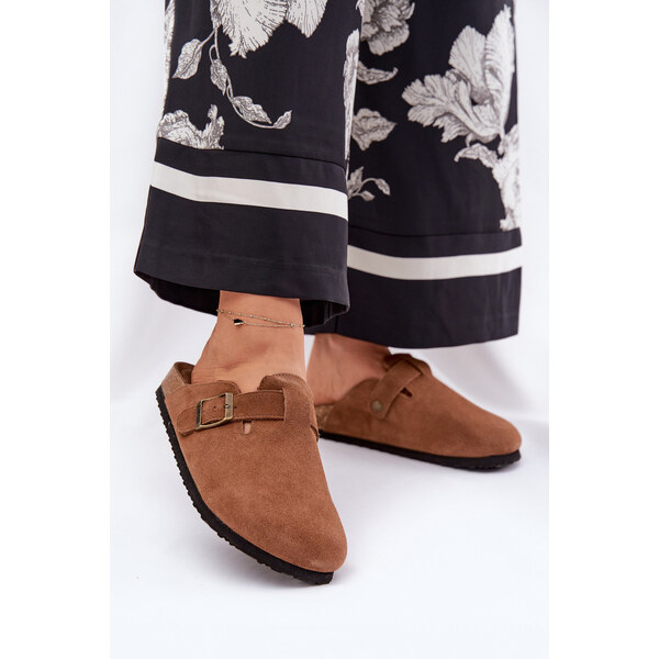 Big Star Shoes Zamszowe Klapki Chodaki Damskie Z Klamrą Big Star 66662385