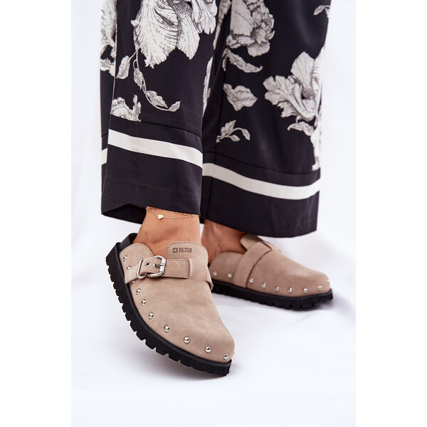 Big Star Shoes Zamszowe Klapki Chodaki Damskie Na Platformie Big Star 66662392