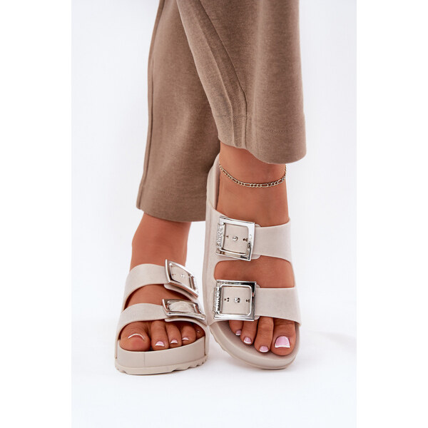 Pachnące Klapki Damskie Z Klamrami I Brokatem ZAXY RR285056 Beżowe 66662810