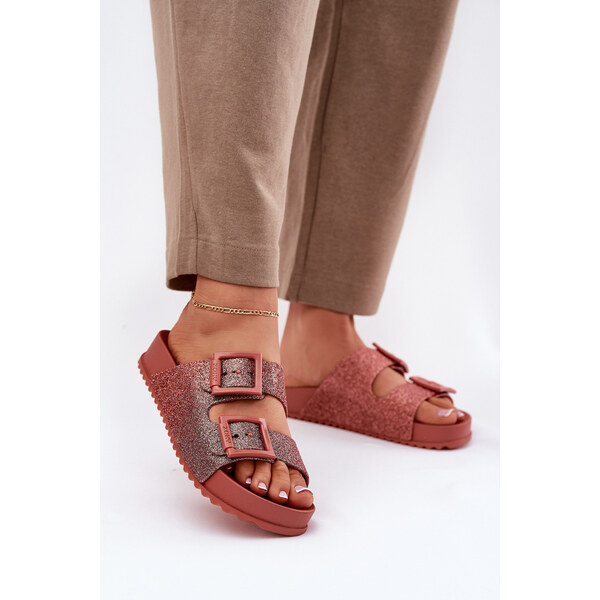 Pachnące Klapki Damskie Z Brokatem I Klamrami ZAXY RR285025 Brudny Róż 66662812