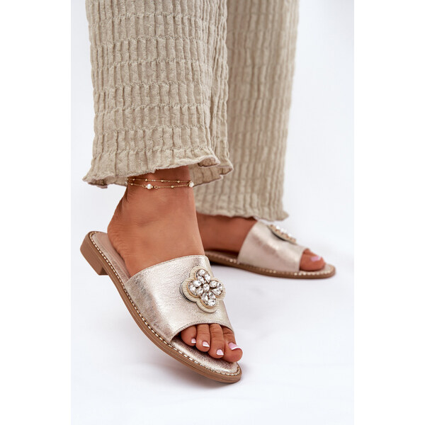 Klapki Damskie Na Płaskim Obcasie Z Ozdobnym Detalem S.Barski KV51-087 66662913