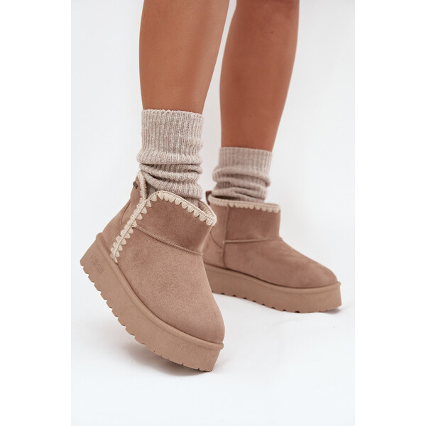 Big Star Shoes Śniegowce Damskie Na Platformie Z Przeszyciami Big Star 66663554