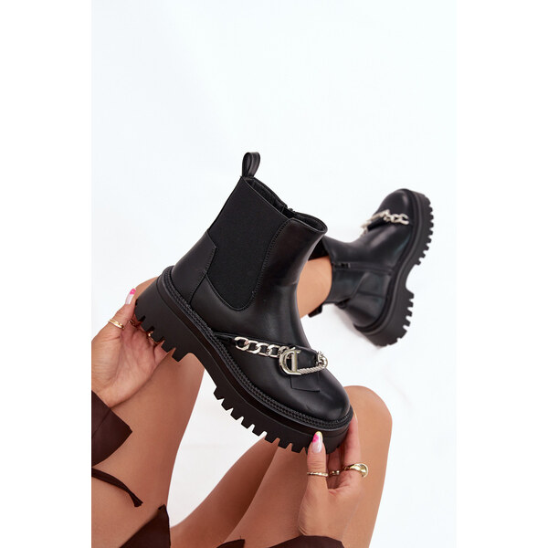 Kesi Dámske členkové topánky Marvella na platforme s retiazkou - 66666327