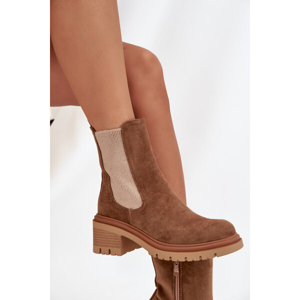 Kesi Dámske členkové topánky Zoralia na klinčeku - tmavo béžové 66666332