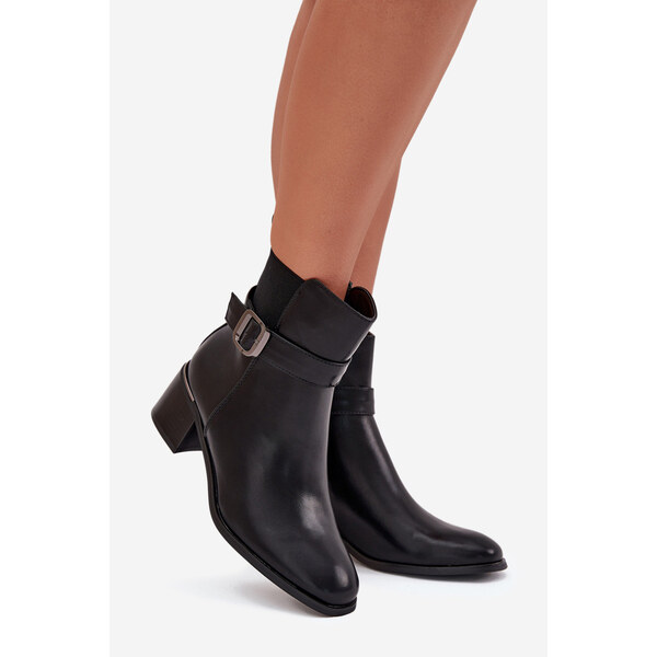 Kesi Dámske členkové topánky Sylira s opaskom a prackou - čierne 66666333