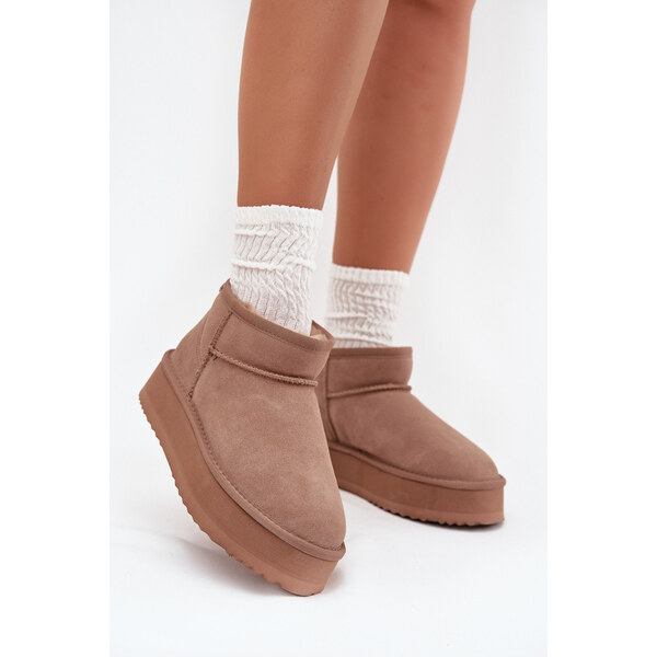 Zamszowe Śniegowce Damskie Na Platformie Vinceza 97962 Beżowe 66663730