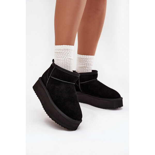 Zamszowe Śniegowce Damskie Na Platformie Vinceza 97962 Czarne 66663745