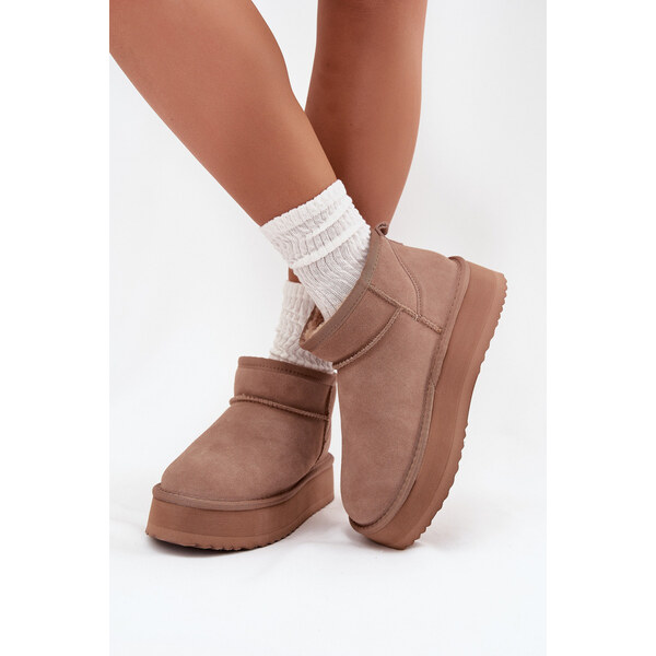 Kesi Dámske semišové snežnice na platforme Vinceza - béžové 66884267