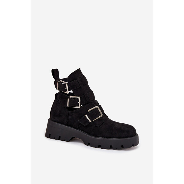 Kesi Dámske členkové topánky s remienkami a striebornými prackami 66666348