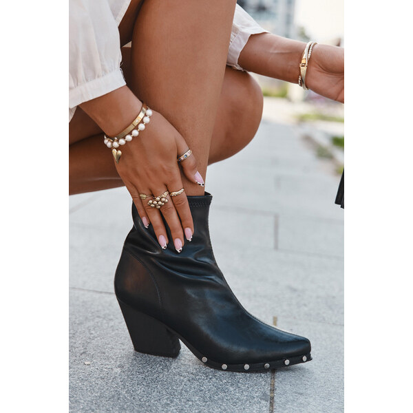 Kesi Dámske kovbojské čižmy Abrielle - na stĺpikovom podpätku, čierne 66884194