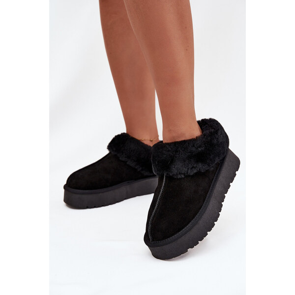 Boto Skórzane Zamszowe Śniegowce Damskie Z Futerkiem Czarne Mivelle 66663886