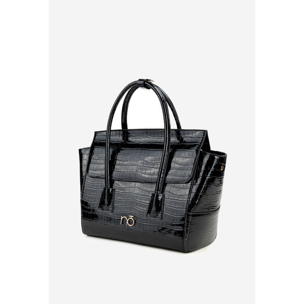 Lakierowana Torebka Kuferek Z Tłoczeniem NOBO BAG5810-M20 Czarna 66664065