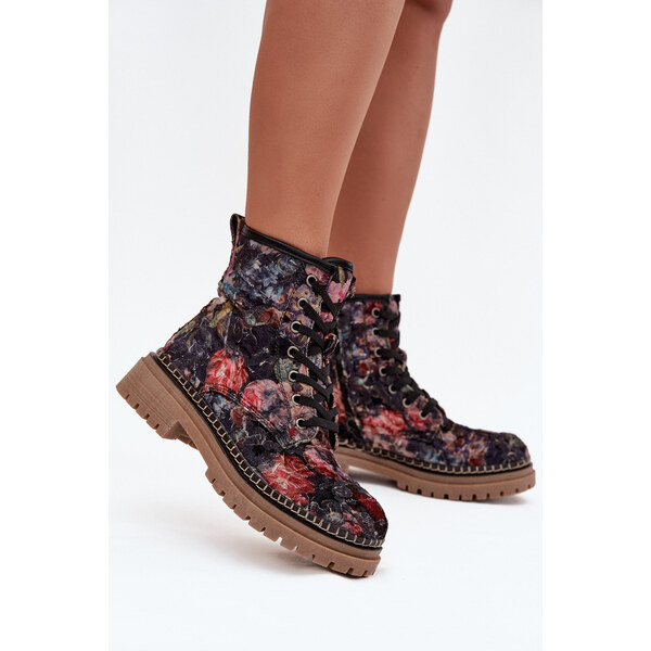 Kesi Dámske čižmy Artiker - čierne, zateplené, so vzorom, na platforme 66884201