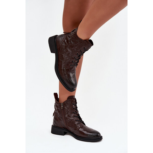 Kesi Dámske topánky Artiker - zateplené, prírodná koža, čokoláda 66667582