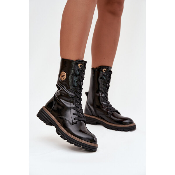 Kesi Dámsky lakovaný pracovník s teplou podšívkou a zlatými detailmi 66884144