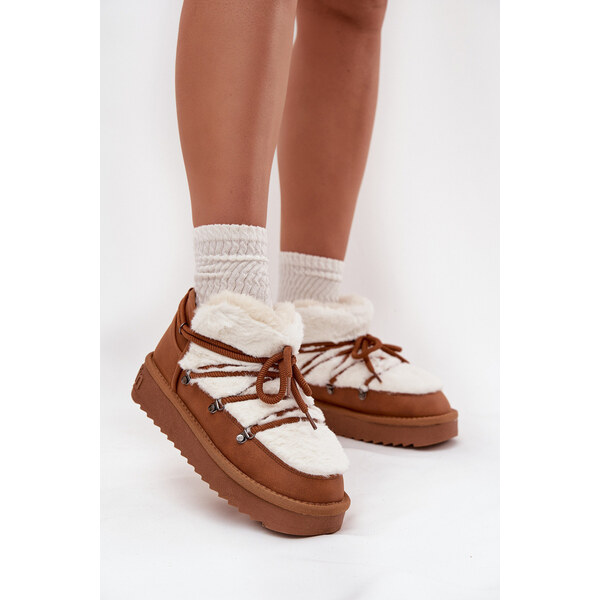Niskie Śniegowce Na Platformie Z Futerkiem D.Franklin DFSH370011 Camel 66664330