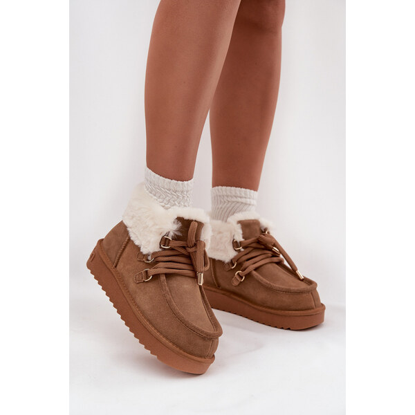 Kesi D.Franklin dámske snežnice z prírodného semišu - ťava 66884282