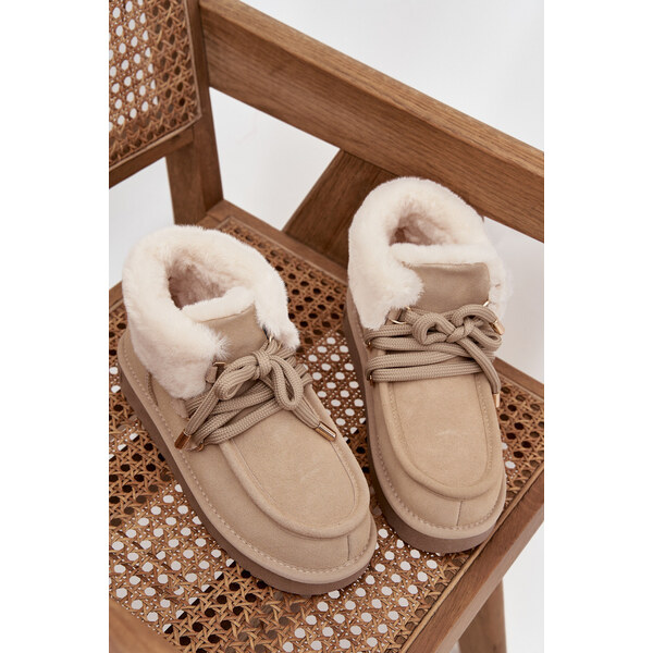 Kesi D.Franklin dámske snežnice z prírodného semišu - svetlo béžové 66884284