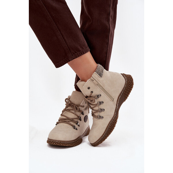 Boto Ocieplane Botki Trapery Damskie Jasnobeżowe Zenaya 66664377