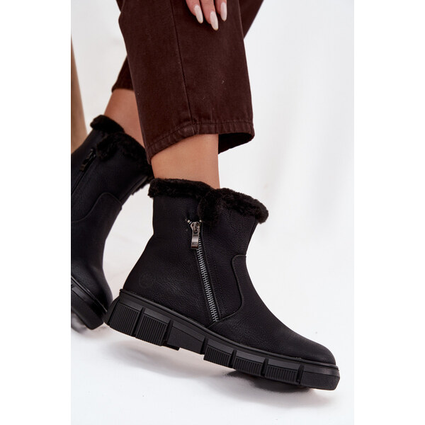 Kesi Dámske snehové topánky Briselle na platforme s kožušinou - čierne 66884285