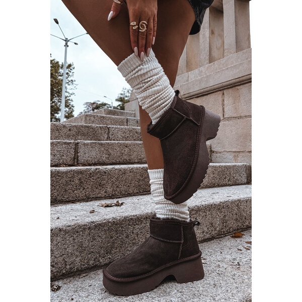 Kesi Dámske snehové topánky Milora z prírodného semišu s kožušinou - 66884287