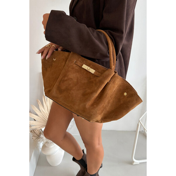 Boto Kožená kabelka z přírodního semiše Camel Fiorenza 66664627