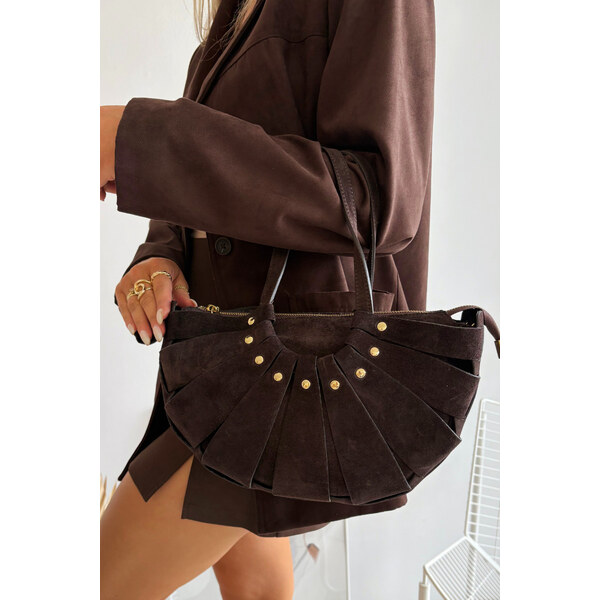 Boto Kabelka Z Přírodního Semiše Čokoládová Tialine 66664629