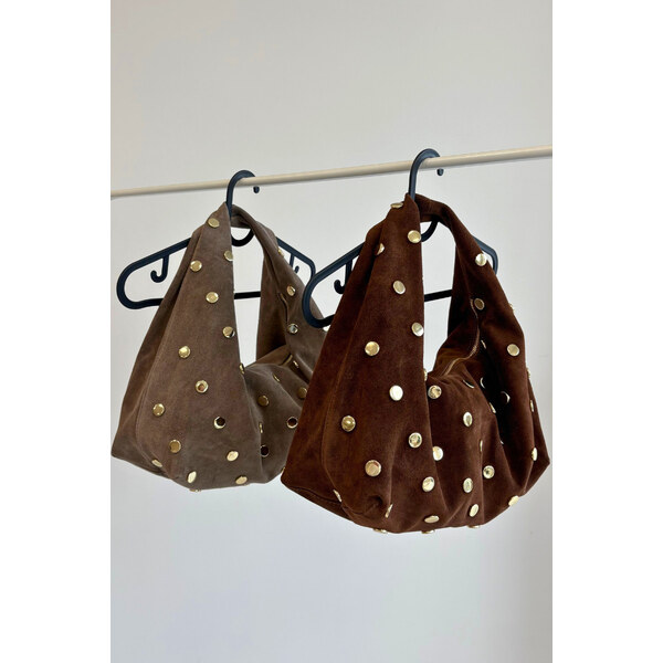 Boto Kožená semišová kabelka s ozdobou hnědá Narisse 66664633