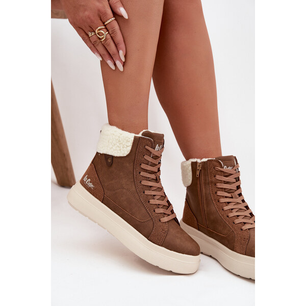 Kesi Lee Cooper dámske zimné topánky s kožušinou - hnedé 66667563