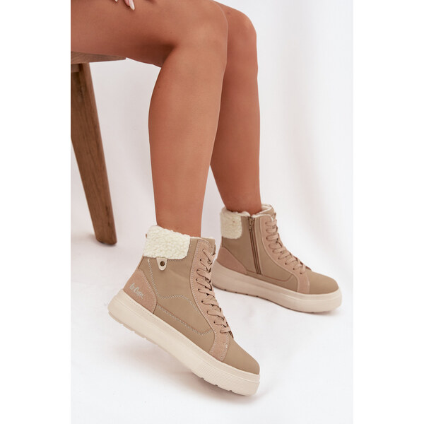 Kesi Lee Cooper dámske zimné topánky s kožušinou - béžové 66667562